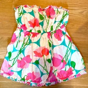 Lilly Pulitzer pink and green floral halter top